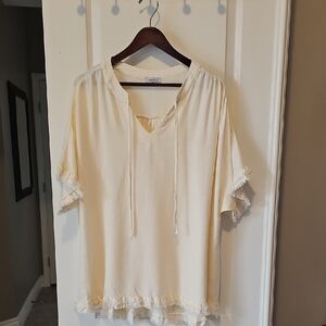 White Birch Linen Blend Top XL
